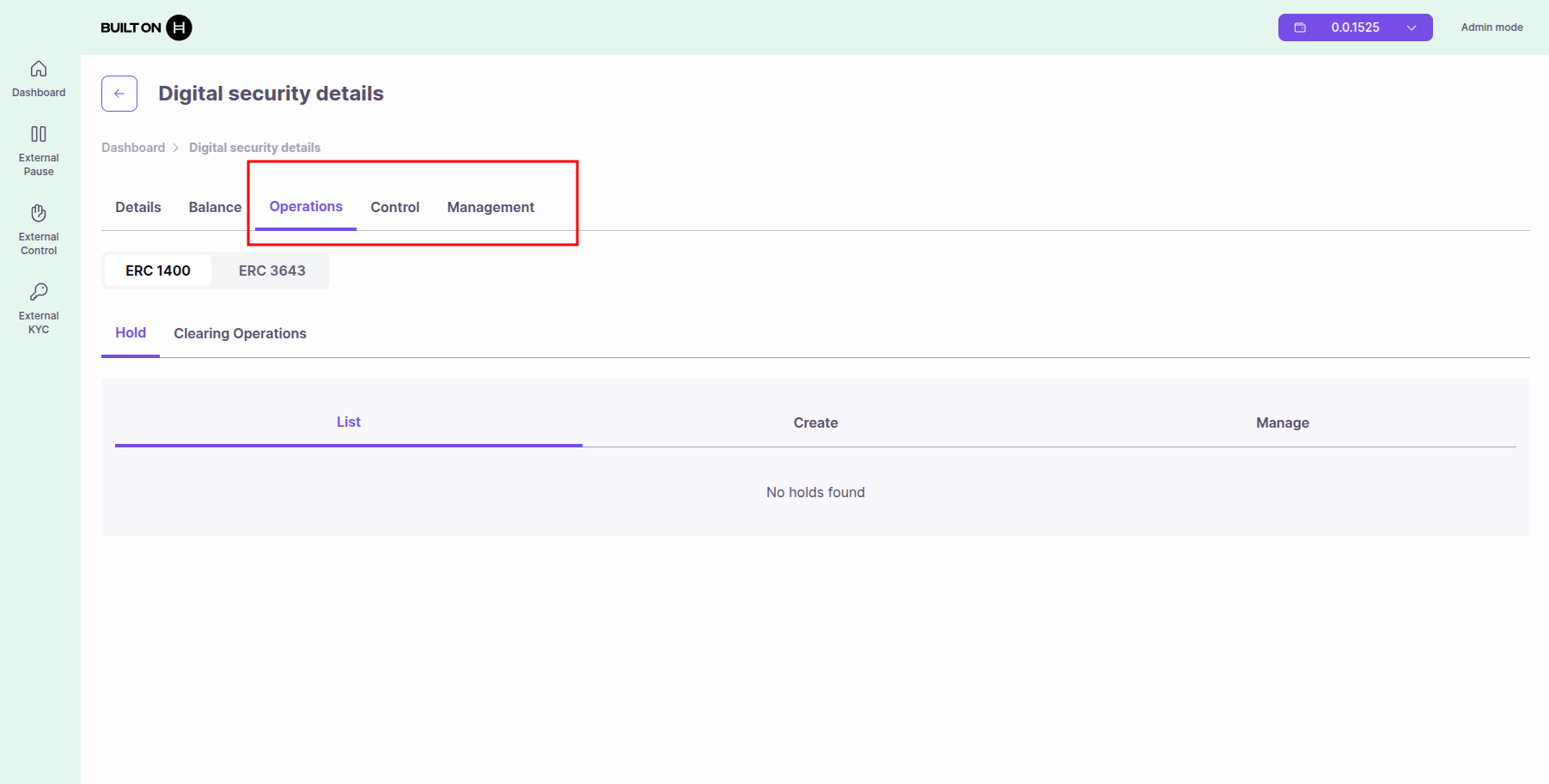 Available Operations Tabs